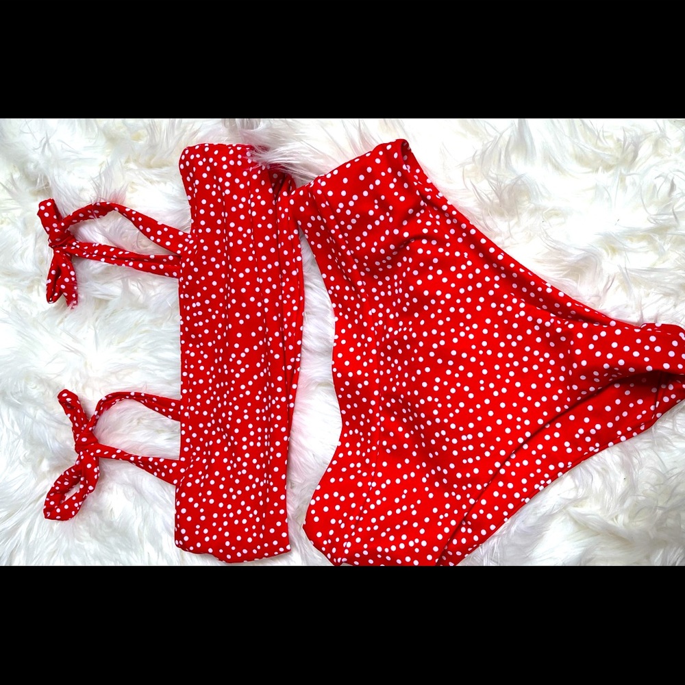 High Waisted Red and White Polka Dot Two Piece Swimsuit. Worn Once.